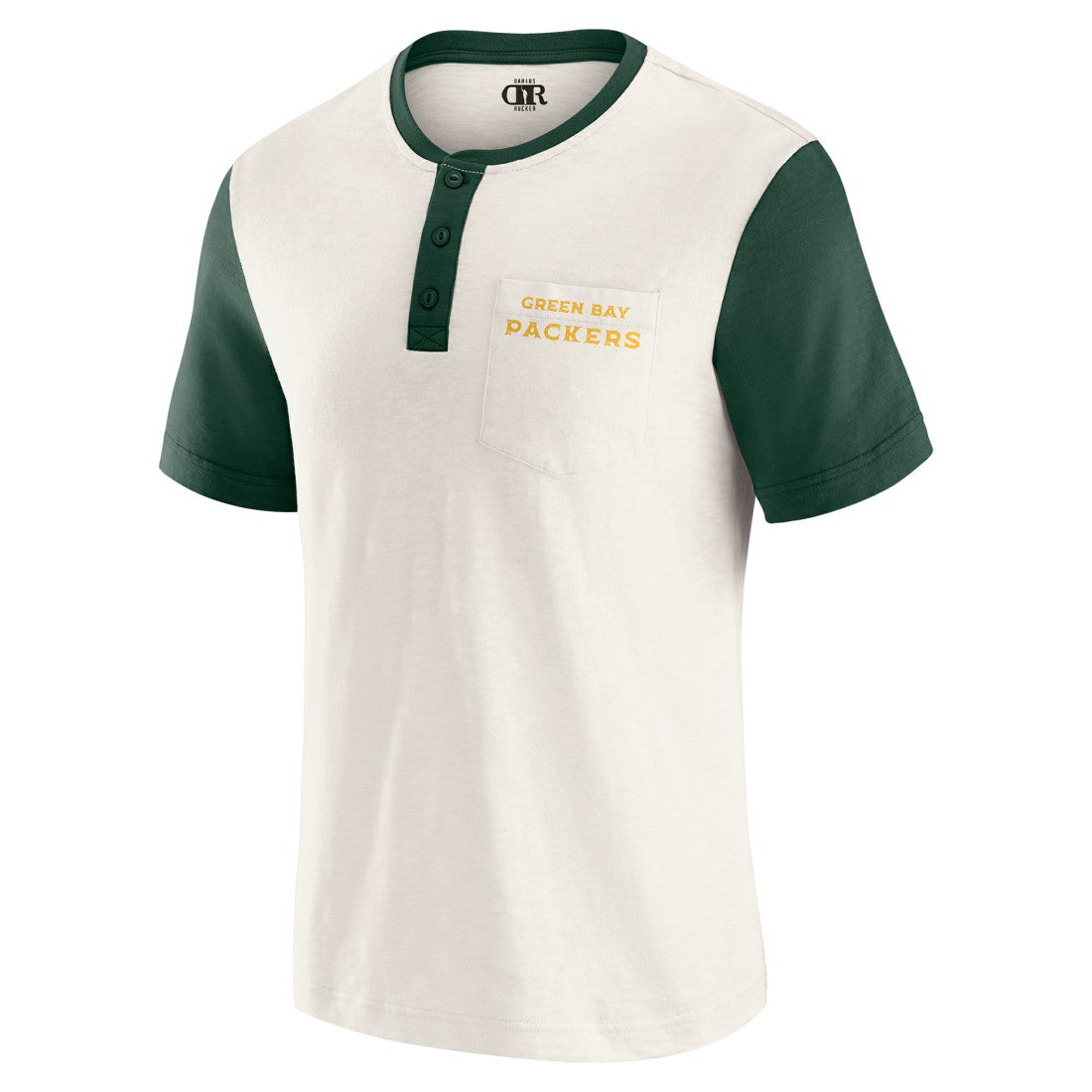Fanatics Green Bay Packers Darius Rucker Collection Henley Colorblock Slub Pocket T-Shirt Cream