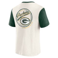 Fanatics Green Bay Packers Darius Rucker Collection Henley Colorblock Slub Pocket T-Shirt Cream