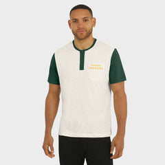 Fanatics Green Bay Packers Darius Rucker Collection Henley Colorblock Slub Pocket T-Shirt Cream