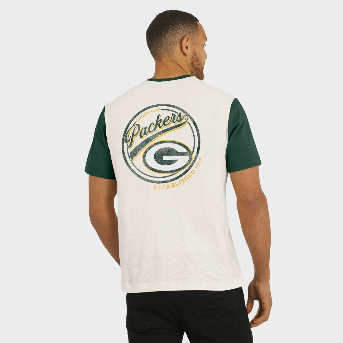 Fanatics Green Bay Packers Darius Rucker Collection Henley Colorblock Slub Pocket T-Shirt Cream