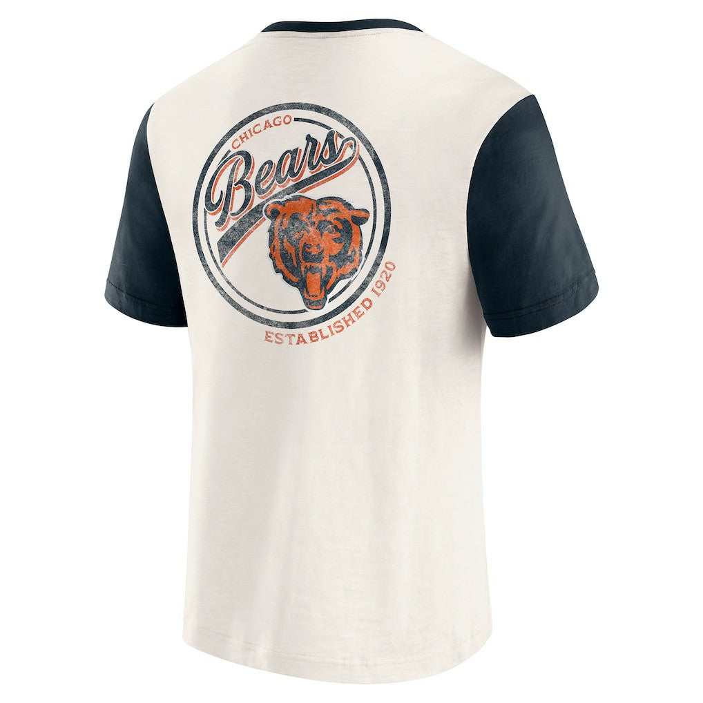 Fanatics Chicago Bears Darius Rucker Collection Henley Colorblock Slub Pocket T-Shirt Cream