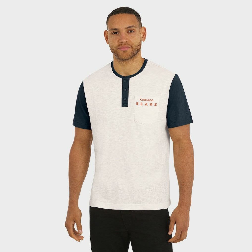 Fanatics Chicago Bears Darius Rucker Collection Henley Colorblock Slub Pocket T-Shirt Cream