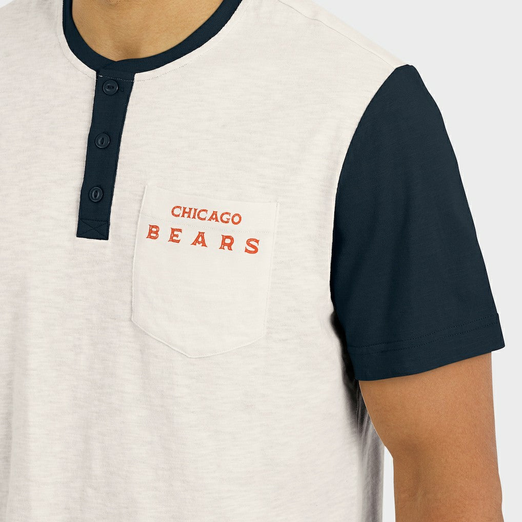 Fanatics Chicago Bears Darius Rucker Collection Henley Colorblock Slub Pocket T-Shirt Cream