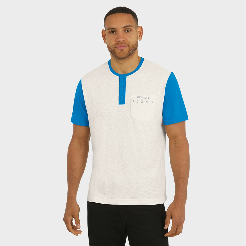 Fanatics Detroit Lions Darius Rucker Collection Henley Colorblock Slub Pocket T-Shirt Cream