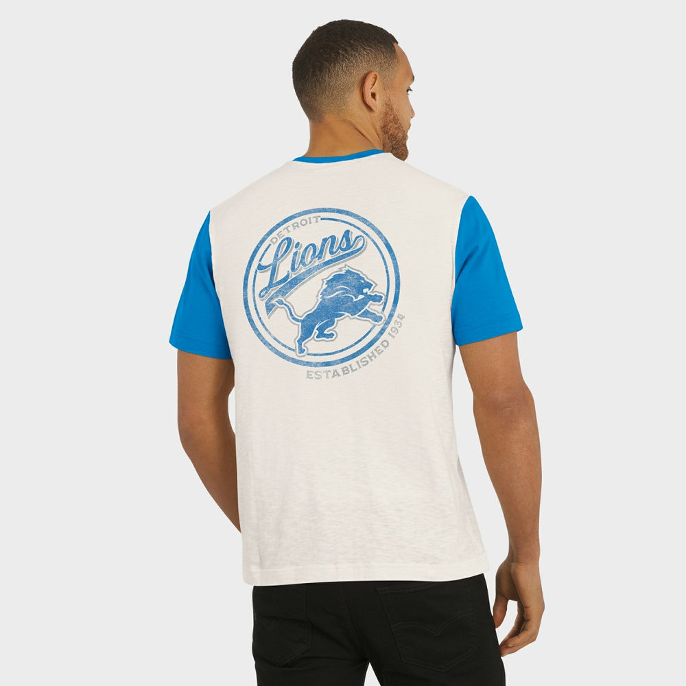 Fanatics Detroit Lions Darius Rucker Collection Henley Colorblock Slub Pocket T-Shirt Cream