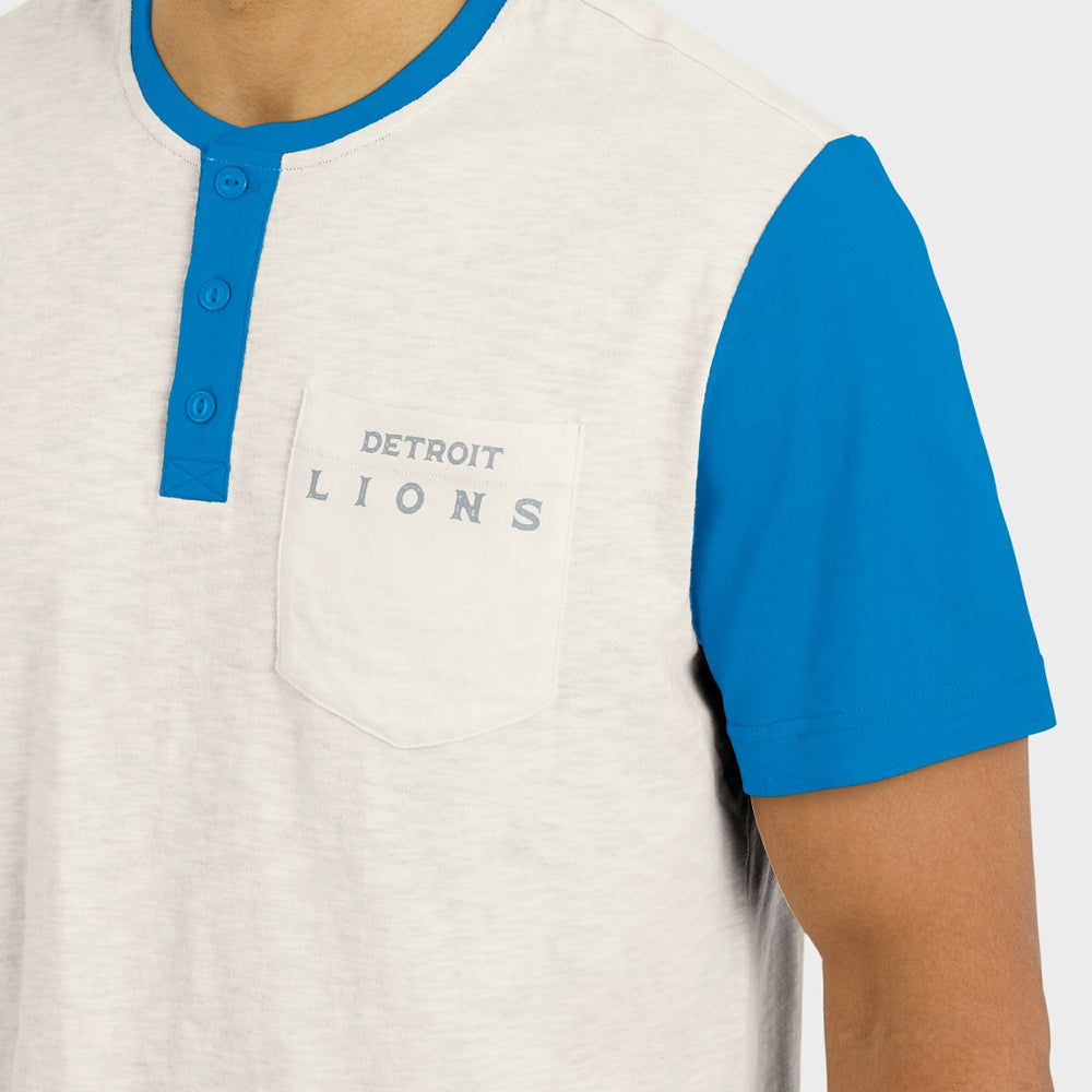 Fanatics Detroit Lions Darius Rucker Collection Henley Colorblock Slub Pocket T-Shirt Cream