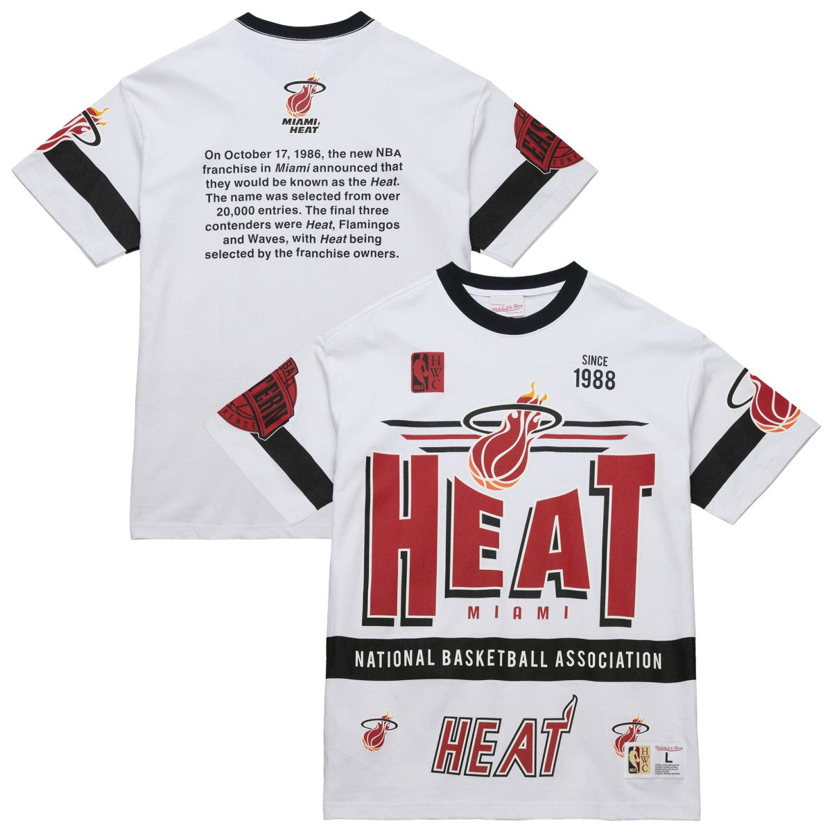 Miami Heat Unisex Hardwood Classics Vintage Team Origins Premium T-Shirt White | Mitchell & Ness discount