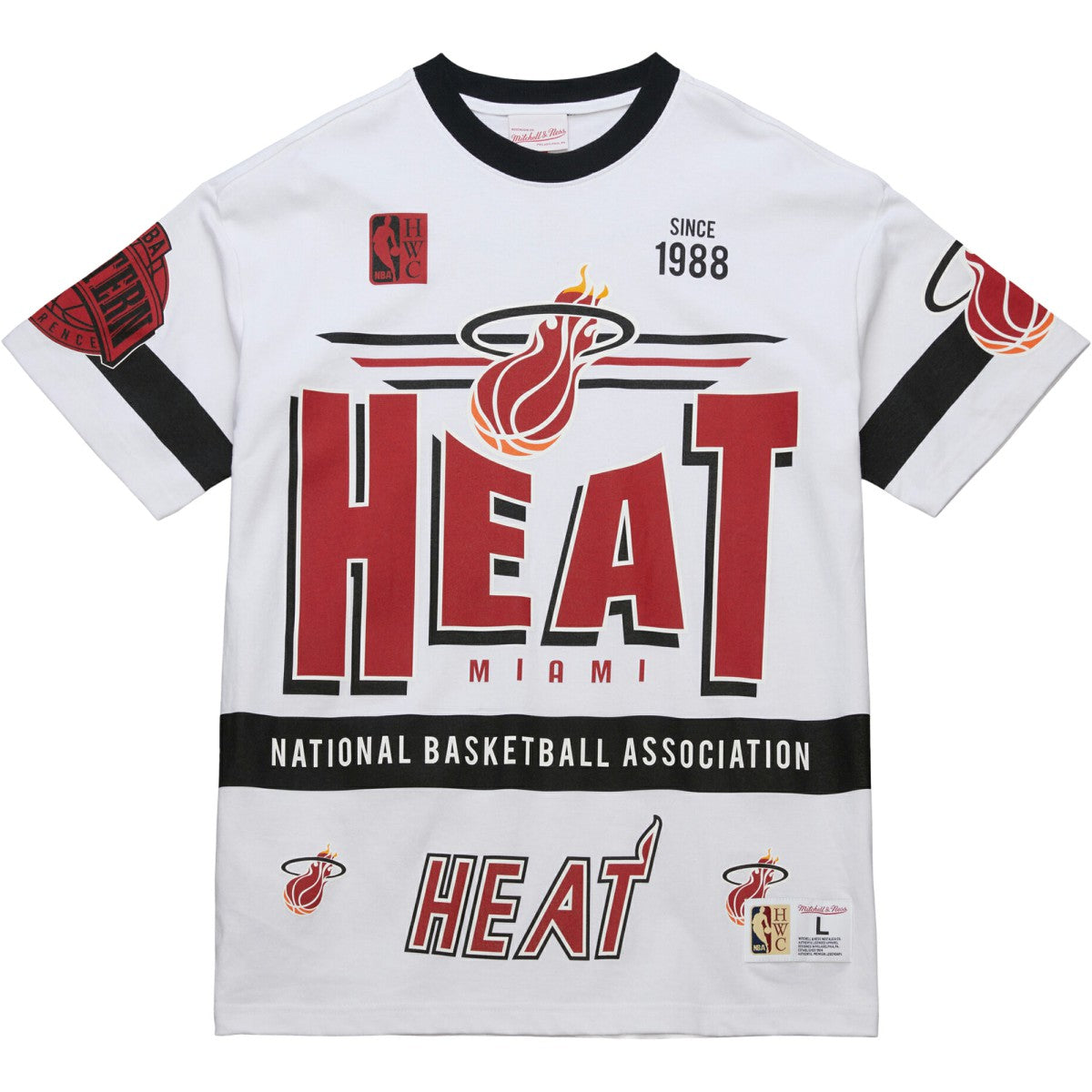 Miami Heat Unisex Hardwood Classics Vintage Team Origins Premium T-Shirt White | Mitchell & Ness discount
