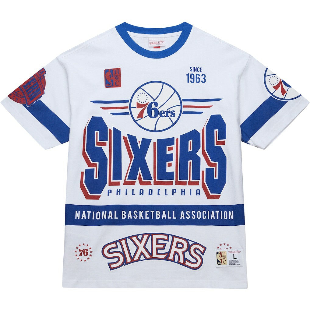 Philadelphia 76ers Unisex Hardwood Classics Vintage Team Origins Premium T-Shirt White | Mitchell & Ness for sale