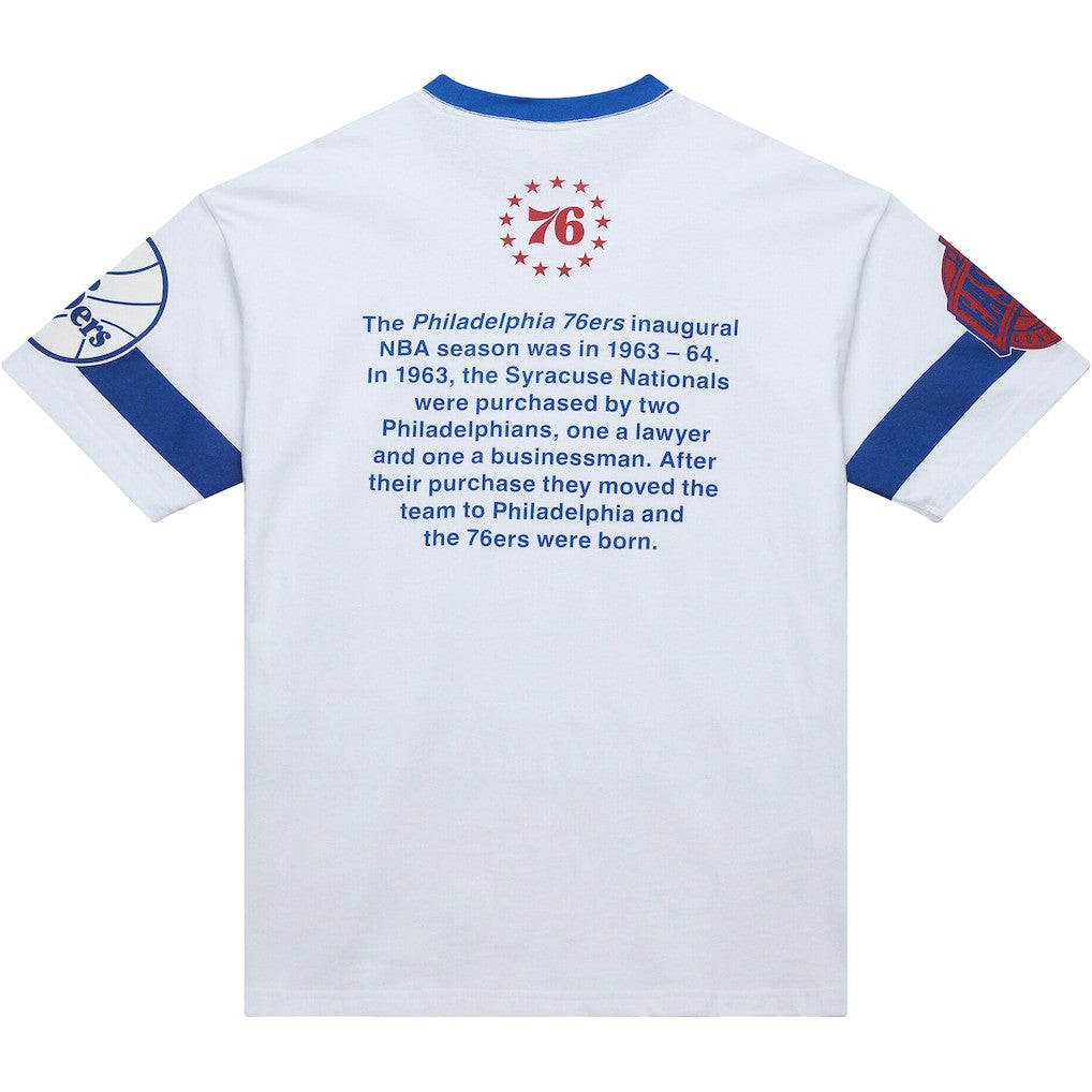 Philadelphia 76ers Unisex Hardwood Classics Vintage Team Origins Premium T-Shirt White | Mitchell & Ness for sale