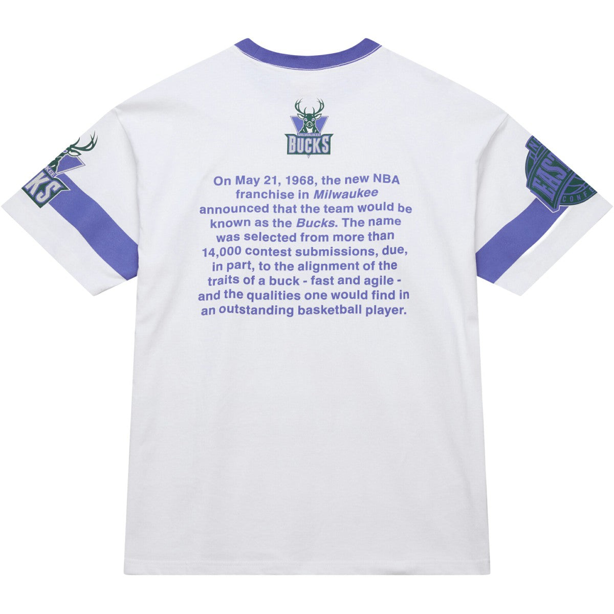 Milwaukee Bucks Unisex Hardwood Classics Vintage Team Origins Premium T-Shirt White | Mitchell & Ness Near Me