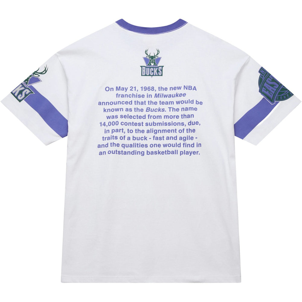 Milwaukee Bucks Unisex Hardwood Classics Vintage Team Origins Premium T-Shirt White | Mitchell & Ness Near Me