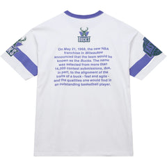 Milwaukee Bucks Unisex Hardwood Classics Vintage Team Origins Premium T-Shirt White | Mitchell & Ness Near Me