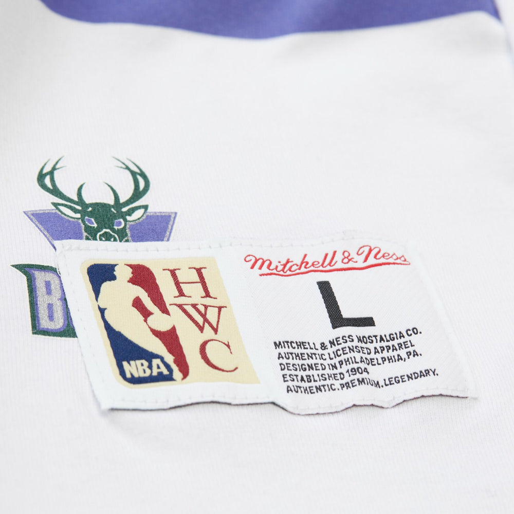 Milwaukee Bucks Unisex Hardwood Classics Vintage Team Origins Premium T-Shirt White | Mitchell & Ness Near Me