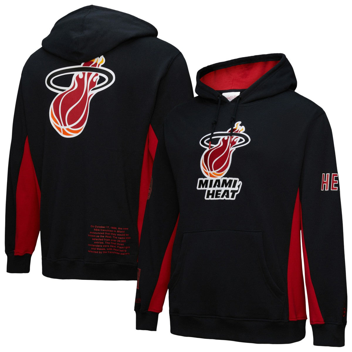 Miami Heat Hardwood Classics Team Origins Fleece Pullover Hoodie Black | Mitchell & Ness discount