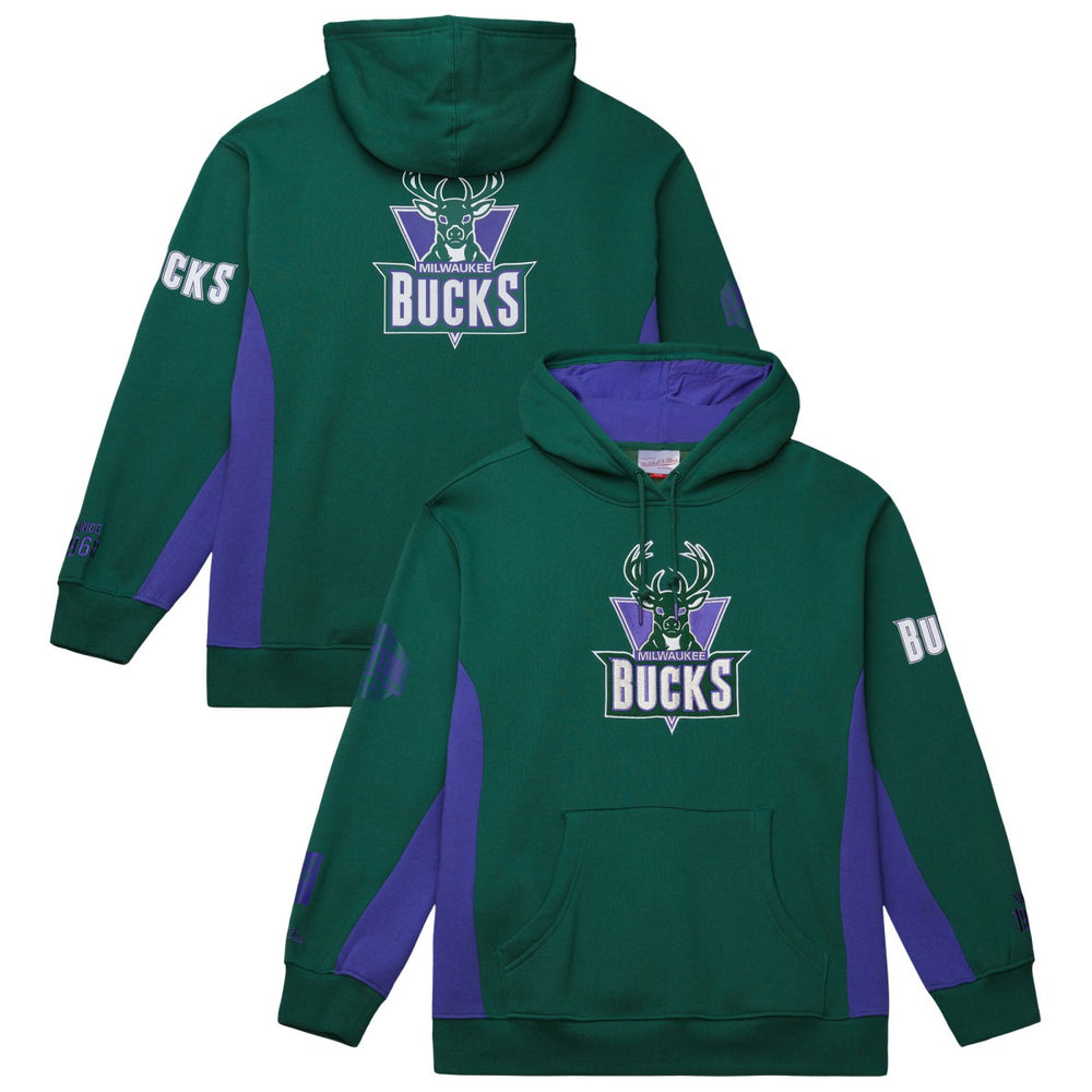 Milwaukee Bucks Hardwood Classics Team Origins Fleece Pullover Hoodie Hunter Green | Mitchell & Ness Lifestyle