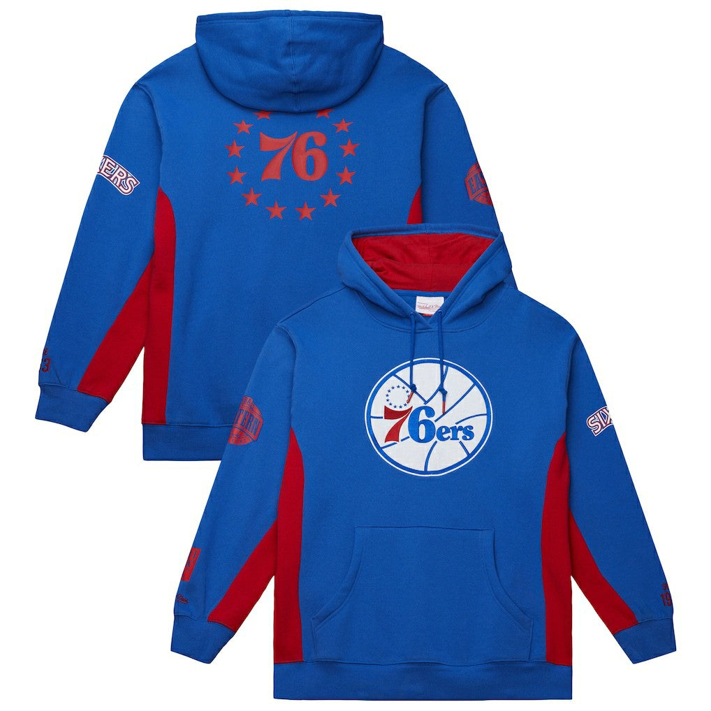 Philadelphia 76ers Hardwood Classics Team Origins Fleece Pullover Hoodie Royal | Mitchell & Ness online