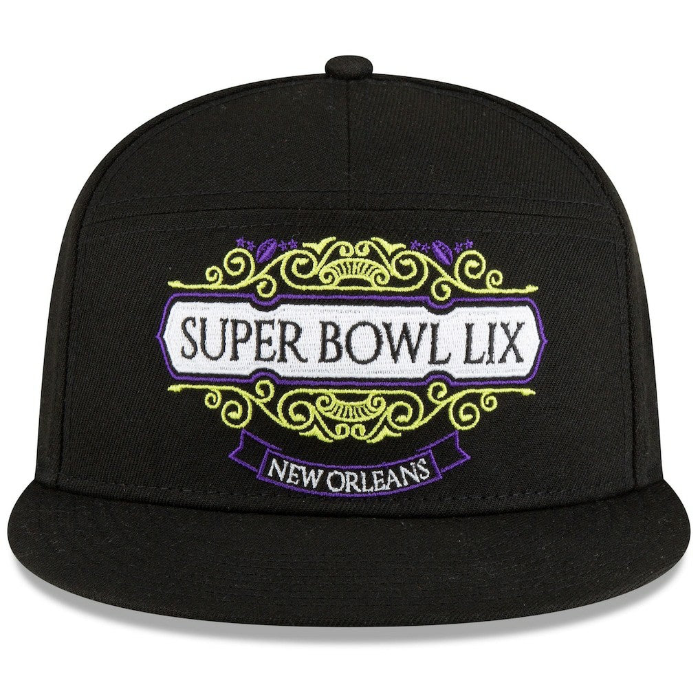 Philadelphia Eagles New Era Super Bowl LIX Tarmac Split Panel 9FIFTY Snapback Hat Black