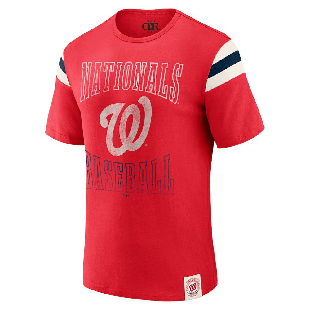 Washington Nationals Darius Rucker Collection by Fanatics Distressed Sleeve Stripe T-Shirt - Red - Fanatics on Sale