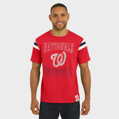 Washington Nationals Darius Rucker Collection by Fanatics Distressed Sleeve Stripe T-Shirt - Red - Fanatics on Sale