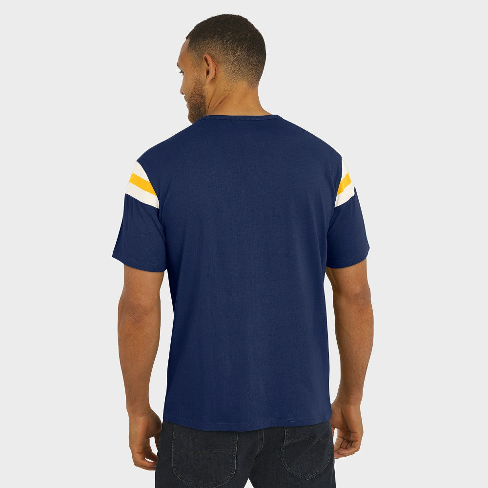 Milwaukee Brewers Darius Rucker Collection by Fanatics Distressed Sleeve Stripe T-Shirt - Navy - Fanatics Online
