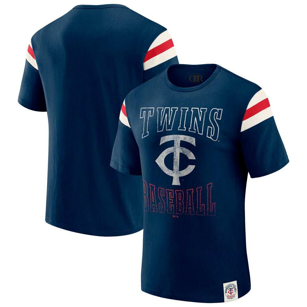 Minnesota Twins Darius Rucker Collection by Fanatics Distressed Sleeve Stripe T-Shirt - Navy - Fanatics on Sale