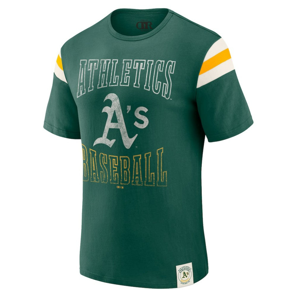 Athletics Darius Rucker Collection by Fanatics Distressed Sleeve Stripe T-Shirt - Green - Fanatics Discount