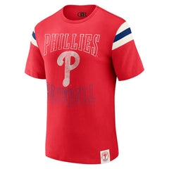 Philadelphia Phillies Darius Rucker Collection by Fanatics Distressed Sleeve Stripe T-Shirt - Red - Fanatics Online