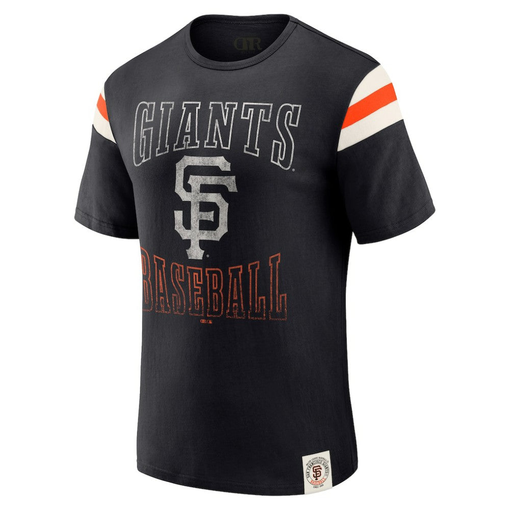 San Francisco Giants Darius Rucker Collection by Fanatics Distressed Sleeve Stripe T-Shirt - Black - Fanatics on Sale