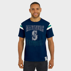 Seattle Mariners Darius Rucker Collection by Fanatics Distressed Sleeve Stripe T-Shirt - Navy - Fanatics Discount