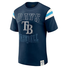 Tampa Bay Rays Darius Rucker Collection by Fanatics Distressed Sleeve Stripe T-Shirt - Navy - Fanatics Online