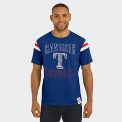 Texas Rangers Darius Rucker Collection by Fanatics Distressed Sleeve Stripe T-Shirt - Royal - Fanatics Discount