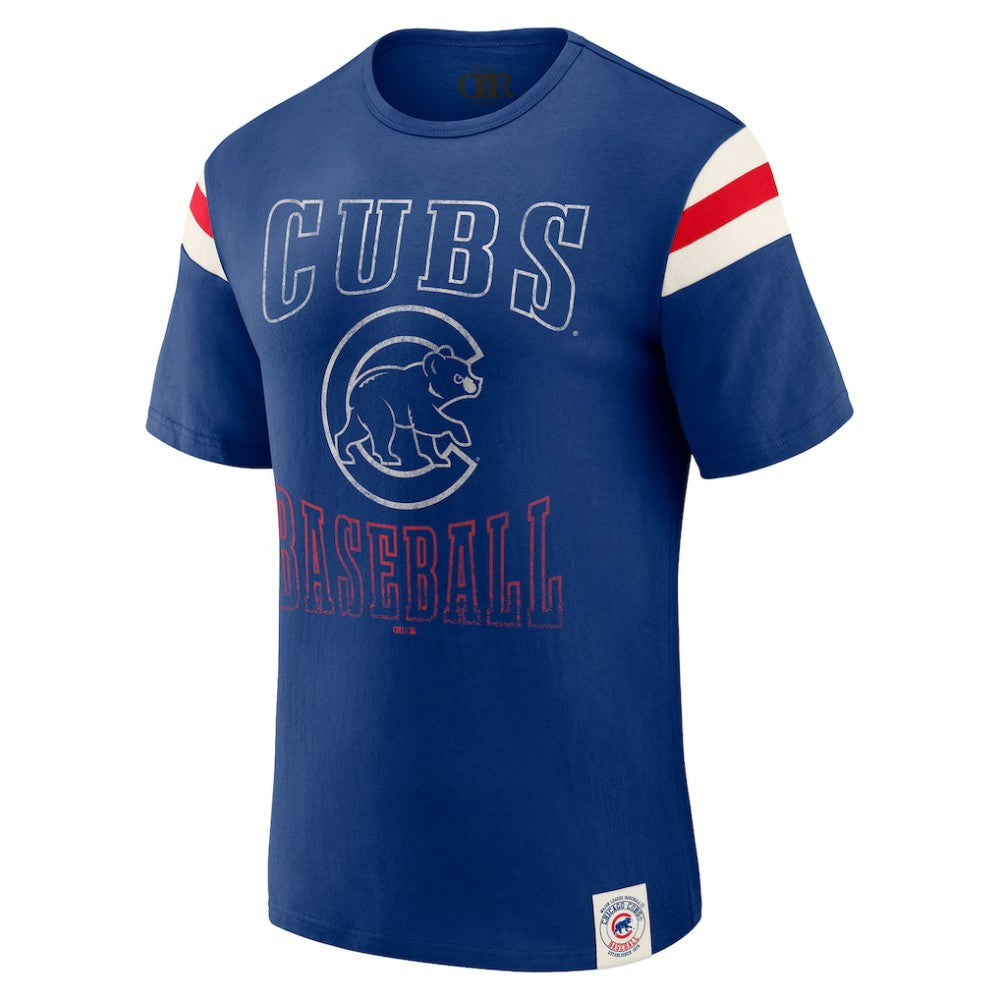 Chicago Cubs Darius Rucker Collection by Fanatics Distressed Sleeve Stripe T-Shirt - Royal - Fanatics Sale