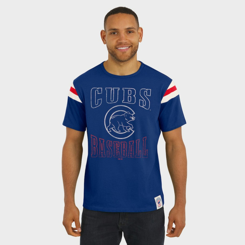 Chicago Cubs Darius Rucker Collection by Fanatics Distressed Sleeve Stripe T-Shirt - Royal - Fanatics Sale