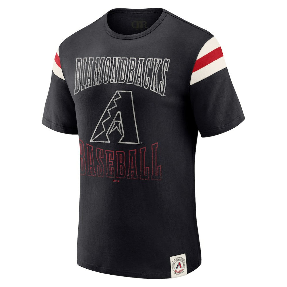 Arizona Diamondbacks Darius Rucker Collection by Fanatics Distressed Sleeve Stripe T-Shirt - Black - Fanatics Lifestyle