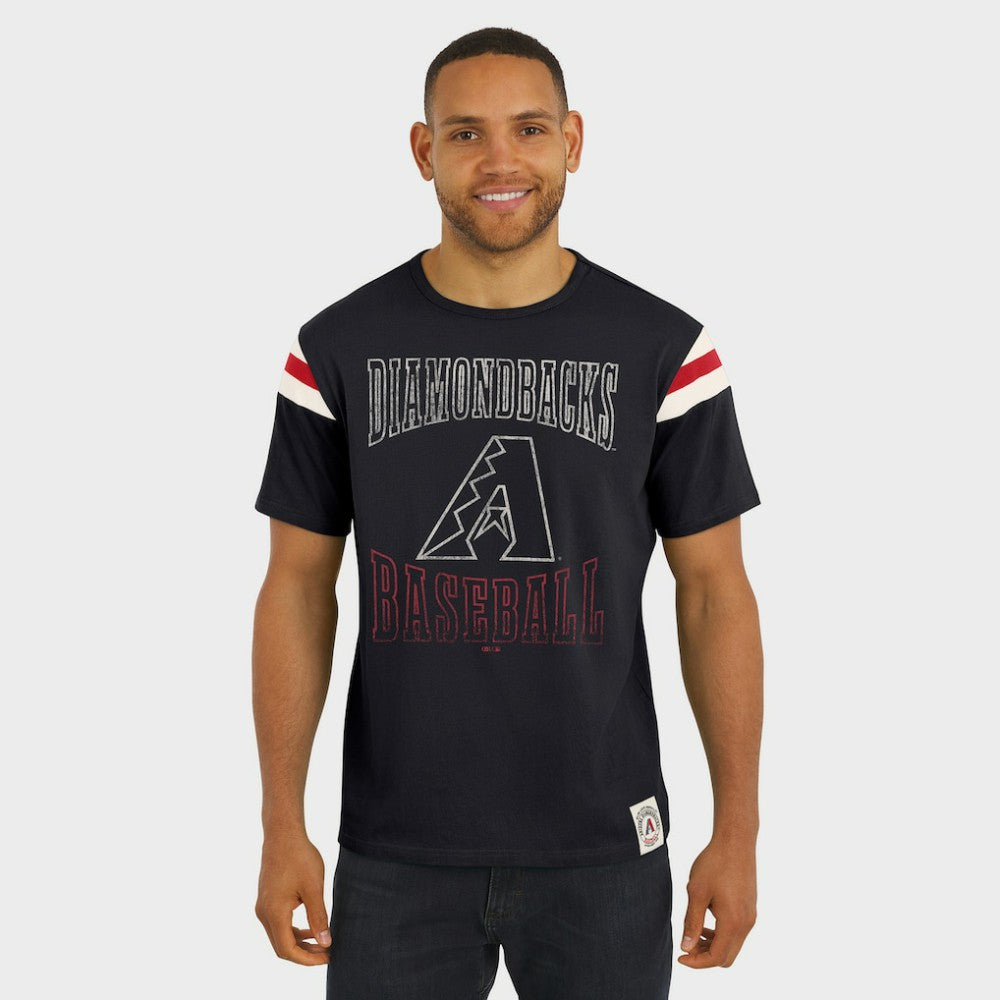 Arizona Diamondbacks Darius Rucker Collection by Fanatics Distressed Sleeve Stripe T-Shirt - Black - Fanatics Lifestyle