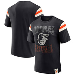 Baltimore Orioles Darius Rucker Collection by Fanatics Distressed Sleeve Stripe T-Shirt - Black - Fanatics on Sale