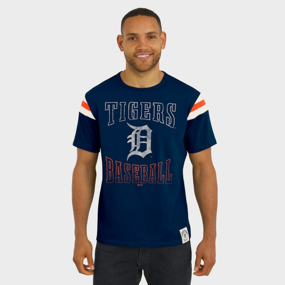 Detroit Tigers Darius Rucker Collection by Fanatics Distressed Sleeve Stripe T-Shirt - Navy - Fanatics Online