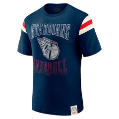 Cleveland Guardians Darius Rucker Collection by Fanatics Distressed Sleeve Stripe T-Shirt - Navy - Fanatics Sale