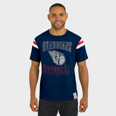 Cleveland Guardians Darius Rucker Collection by Fanatics Distressed Sleeve Stripe T-Shirt - Navy - Fanatics Sale