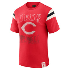 Cincinnati Reds Darius Rucker Collection by Fanatics Distressed Sleeve Stripe T-Shirt - Red - Fanatics on Sale