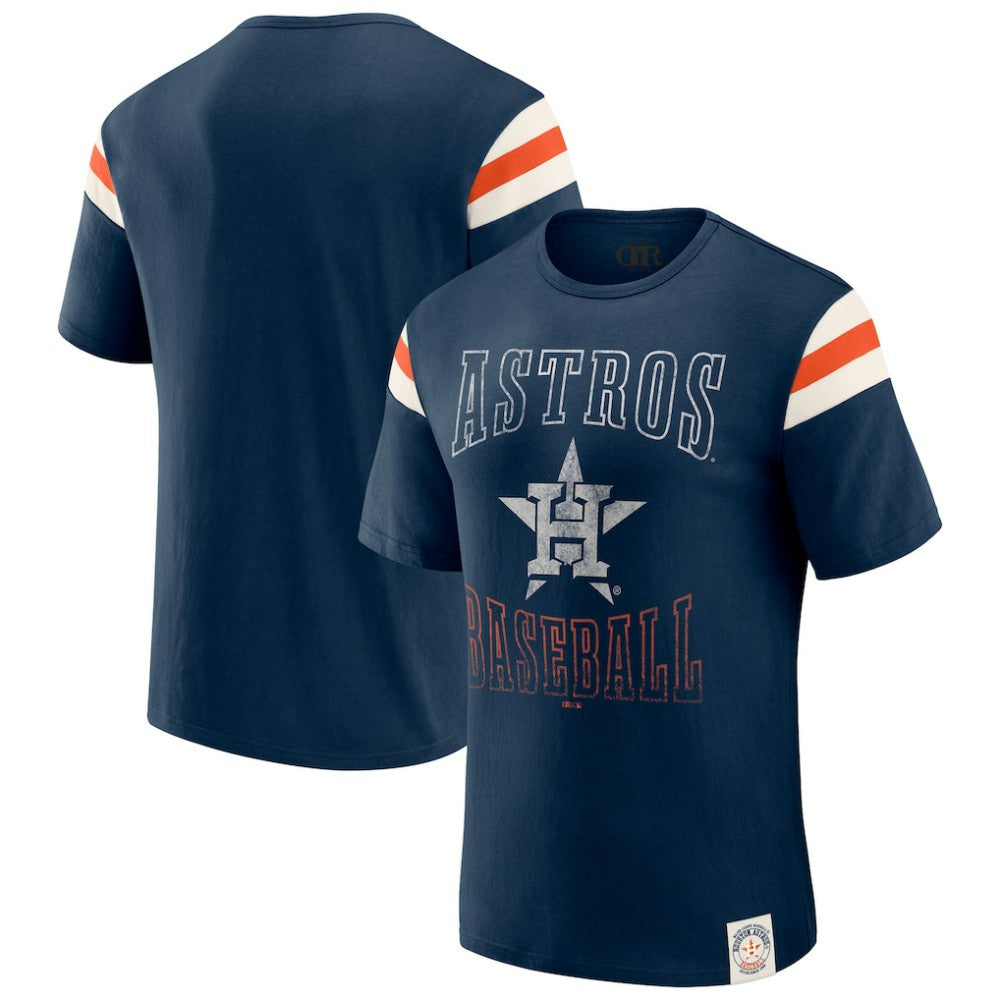 Houston Astros Darius Rucker Collection by Fanatics Distressed Sleeve Stripe T-Shirt - Navy - Fanatics Lifestyle