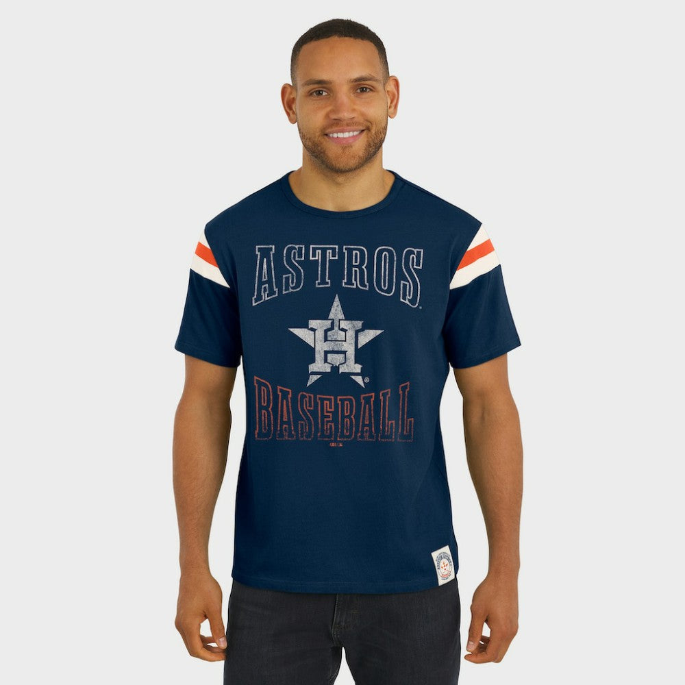Houston Astros Darius Rucker Collection by Fanatics Distressed Sleeve Stripe T-Shirt - Navy - Fanatics Lifestyle
