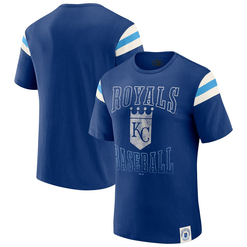 Kansas City Royals Darius Rucker Collection by Fanatics Distressed Sleeve Stripe T-Shirt - Royal - Fanatics Sale