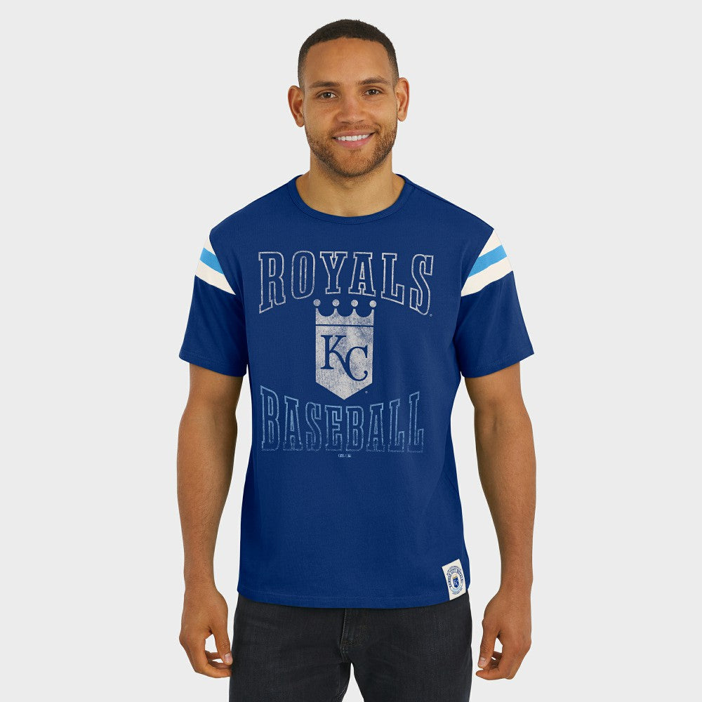 Kansas City Royals Darius Rucker Collection by Fanatics Distressed Sleeve Stripe T-Shirt - Royal - Fanatics Sale