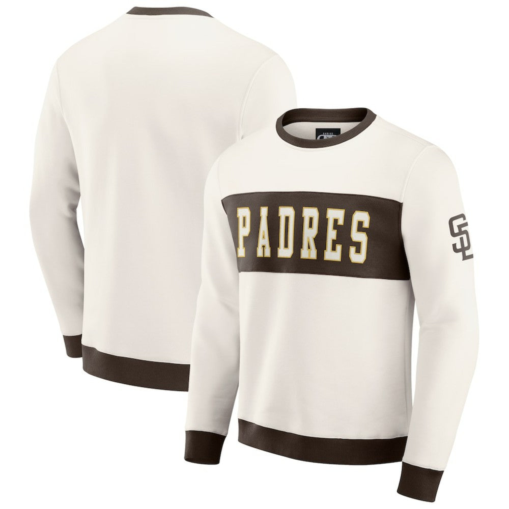 San Diego Padres Darius Rucker Collection by Fanatics Colorblock Crewneck Sweatshirt - Cream - Fanatics Discount
