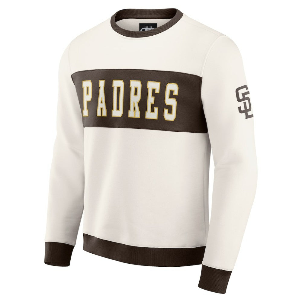 San Diego Padres Darius Rucker Collection by Fanatics Colorblock Crewneck Sweatshirt - Cream - Fanatics Discount