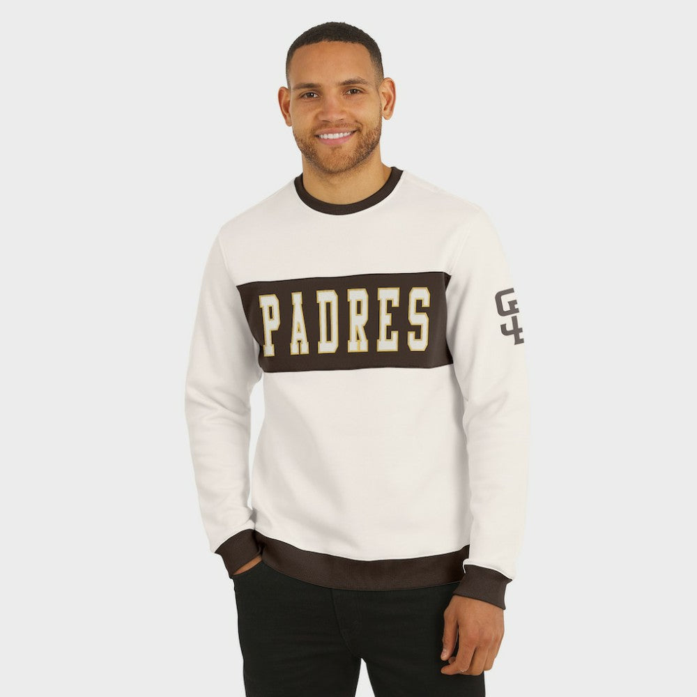 San Diego Padres Darius Rucker Collection by Fanatics Colorblock Crewneck Sweatshirt - Cream - Fanatics Discount