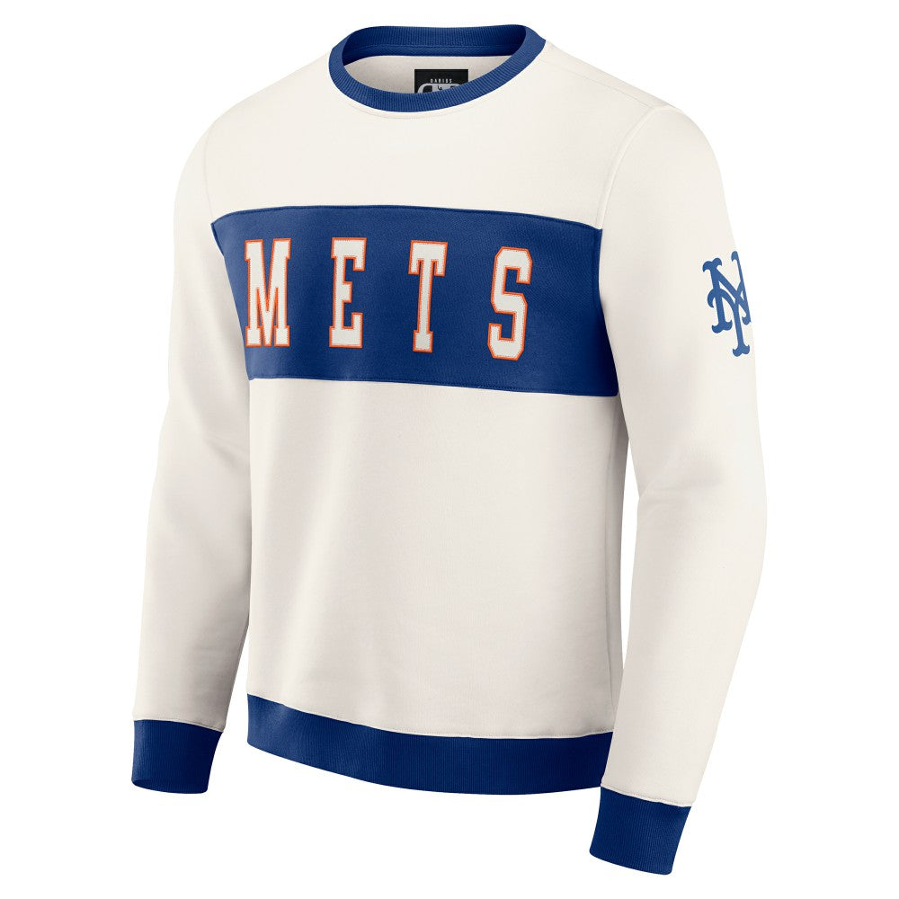 New York Mets Darius Rucker Collection by Fanatics Colorblock Crewneck Sweatshirt - Cream - Fanatics Sale