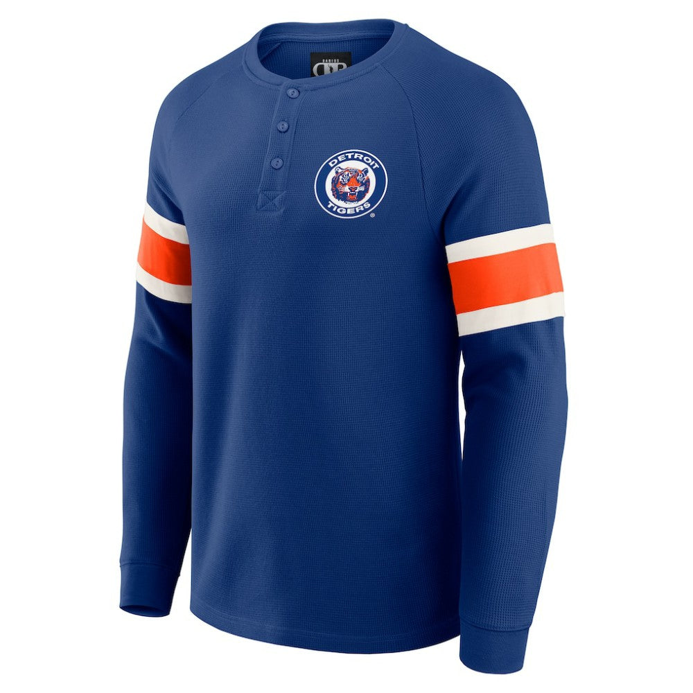 Detroit Tigers Darius Rucker Collection by Fanatics Waffle-Knit Raglan Long Sleeve Henley T-Shirt - Blue - Fanatics Discount